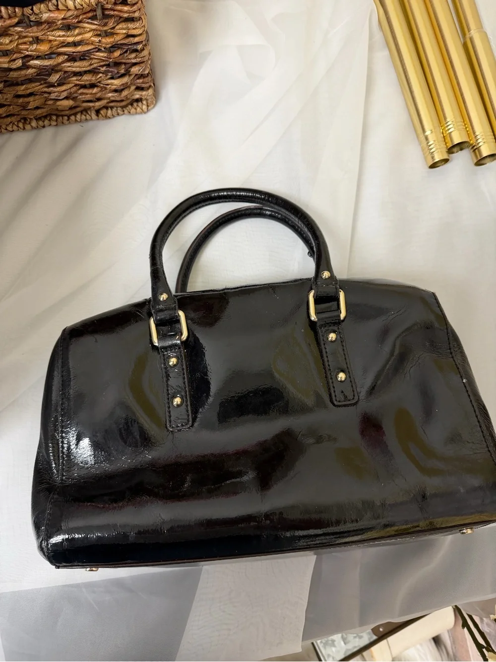 kate spade Black Patent Leather Structured Bag